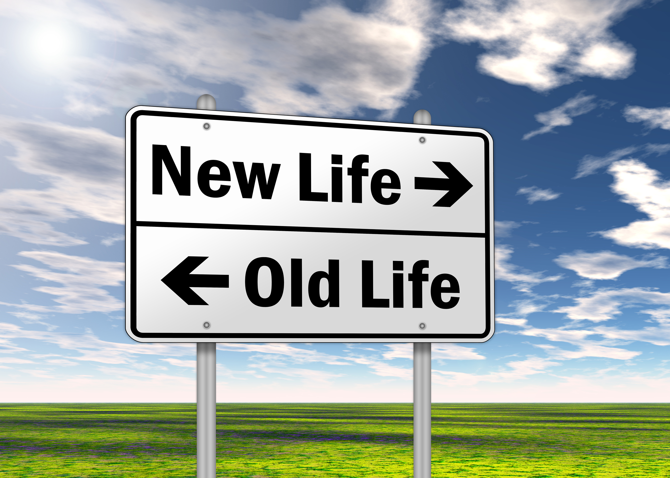 Traffic Sign "new Life Vs. Old Life" .